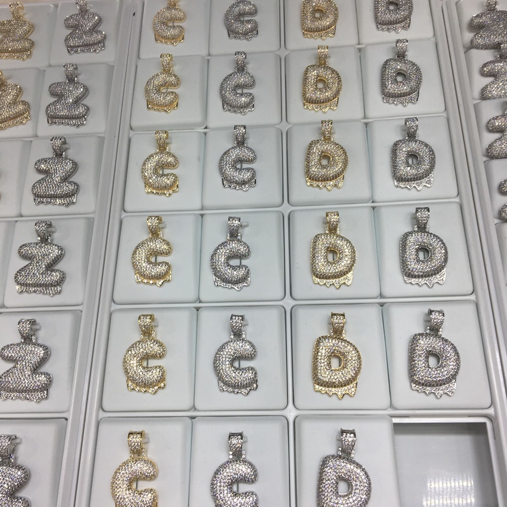Sterling Silver Bubble Letter D with Rope Chain